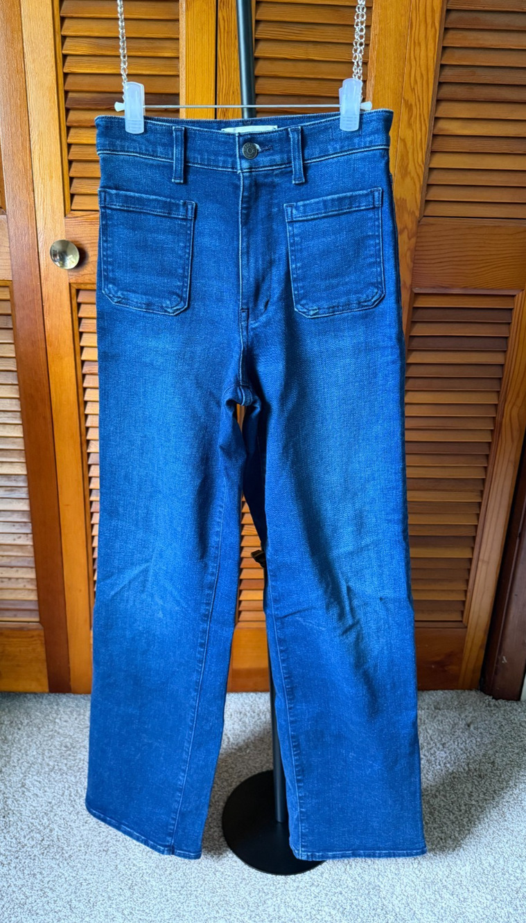Madewell Blue High Rise Wide Leg Jeans Front Pockets Pants Sz 24